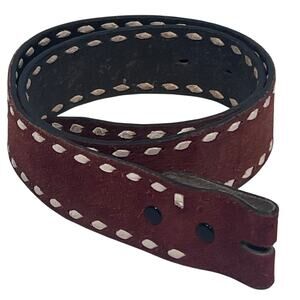 Bona Allen Inc Brown Leather Belt Laced Buck stitching Western NO BUCKLE Size 28